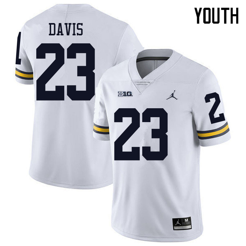 Jordan Brand Youth #23 Jared Davis Michigan Wolverines College Football Jerseys Sale-White